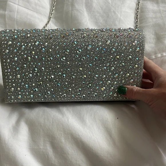 Long sparkly silver evening purse - Picture 2 of 3